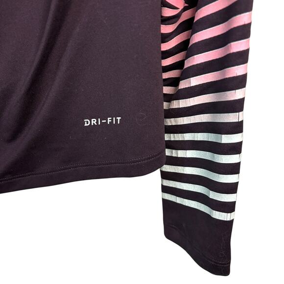 Nike Dri-Fit Half Zip Running Top Purple Stripe Sleeve Women’s Large Long Sleeve - Picture 4 of 10